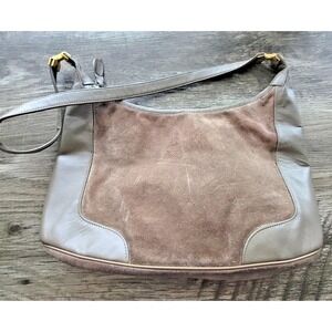 Vintage Susan‎ Gail Genuine Leather Gray Brown Taupe Suede Handbag Shoulder Bag